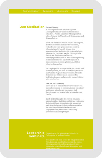 Webseite Zen in Freiburg - Tablet